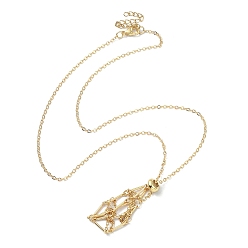 Настоящее золото 18K Латунный мешочек для макраме, пустой держатель для камней для изготовления подвесных ожерелий, с 304 из нержавеющей стали Lobster Claw застежками, реальный 18 k позолоченный, 19.4 дюйм (49.5 см)