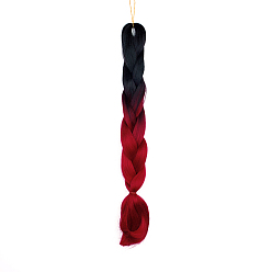 Rojo Oscuro Extensiones de cabello sintético jumbo ombre trenzas, crochet trenzas trenzas cabello para trenzar, fibra resistente a altas temperaturas, pelucas para mujeres, de color rojo oscuro, 24 pulgada (60.9 cm)