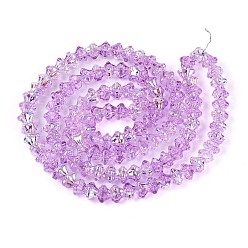 Средняя Орхидея Стеклянные бусины с гальваническим покрытием , цветок, жемчужные, с половиным покрытием, средне орхидеи, 6~6.5x8x8 мм, отверстие : 0.7~0.9 мм, около 121~123 шт / нитка, 25.98~26.57'' (66~67.5 см)