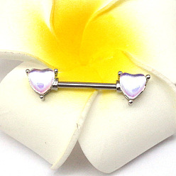 Белый 316l Кольца для сосков в форме сердца из хирургической нержавеющей стали и акрила, цвет нержавеющей стали, белые, 14 мм, штифты : 1.6 мм