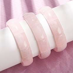 Rose Quartz Rectangle Natural Rose Quartz Beaded Stretch Bracelets for Women Men, Inner Diameter: 2.44 inch(6.2cm)