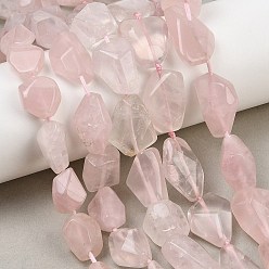 Rose Quartz Natural Rose Quartz Beads Strands, Nuggets, 12~26x10~18x5~15mm, Hole: 1mm, about 18~26pcs/strand, 16.14~16.54''(41~42cm)