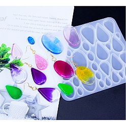 Teardrop Силиконовые формы для кабошонов геометрической формы своими руками, формы для литья смолы, для уф-смолы, изготовление изделий из эпоксидной смолы, слеза и овал, 152x140x7 мм, внутренний диаметр: 11~48.5x6.5~30 мм
