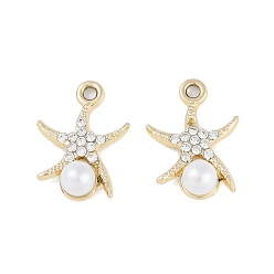 Морская звезда Подвески из сплава с ультрафиолетовым покрытием, со стразами и пластиковыми бусинами из искусственного жемчуга, без свинца и без кадмия, морская звезда, морская звезда, 21x16x5 мм, отверстие : 2 мм