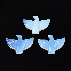 Опал Opalite подвески, амулеты птиц, 24~25x34~35x7~8 мм, отверстие : 1.4~1.6 мм