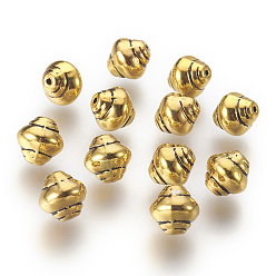 Античное Золото Сплавочные овальные бусины тибетского стиля , баррель, без свинца и без кадмия, античное золото , 8.5x8 мм, отверстие : 1 мм