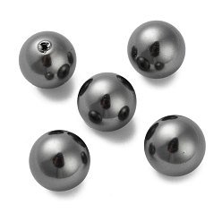 Черный Для выпечки расписные жемчужные стеклянные жемчужные круглые бусины, наполовину просверлено/половина отверстия, чёрные, 14 мм, отверстие : 1.4 мм