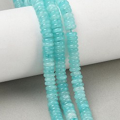 Turquesa Teñidos naturales blancas perlas de jade hebras, rondelle lisa, turquesa, 6.5x2 mm, agujero: 1.1 mm, sobre 167 unidades / cadena, 14.76'' (37.5 cm)
