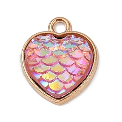 Золотой Подвески из сплава , сердце с чешуей русалки, cmолой, золотые, 16.5x14x4.5 мм, отверстие : 2 мм