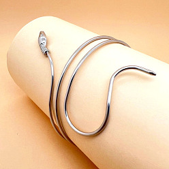 Платина Браслеты-манжеты из сплава на плечо для женщин, змея, платина, внутренний диаметр: 3-1/4~3-1/4 дюйм (8.1~8.4 см)