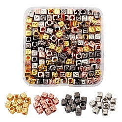 Mixed Color 400Pcs 4 Style CCB Plastic Beads, Horizontal Hole, Cube with Letter A~Z, Mixed Color, 6x6x6mm, Hole: 3mm, 400pcs/box