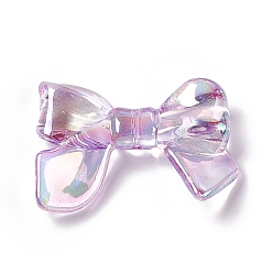 Сливовый Прозрачные акриловые бусины, AB цвет, бантом, слива, 23x33.5x7.5 мм, отверстие : 1.7 мм