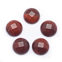 Rotem Jaspis Natürlichen roten Jaspis-Cabochons, facettiert, Halbrund, 14~14.5x5 mm