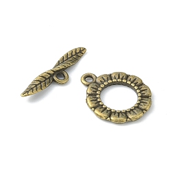 Antique Bronze Tibetan Style Toggle Clasps, Flat Ring, Cadmium Free & Nickel Free & Lead Free, Antique Bronze, 24x17x2mm, Hole: 2mm