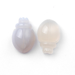 Серый агат Резные фигурки жуков-целителей из натурального серого агата, Украшения из камня с энергией Рейки, 25x17.5 мм