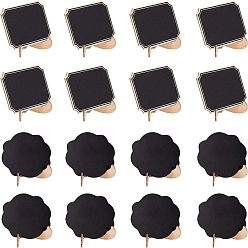 Black Wood Easel Chalkboard Place Card Holder Blackboards, Cloud & Rectangle, Black, 10.15x5x7.7cm, 9.9x3.7x8.1cm, 30sets/bag