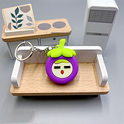 Mangosteen Брелок из пвх, тема фруктов, мангустин, Кулон : 51x37 мм