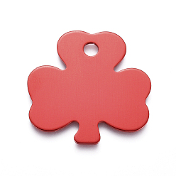Rot Aluminium-Anhänger, leere tag stempeln, Klee, rot, 32.5x32.5x1 mm, Bohrung: 4 mm