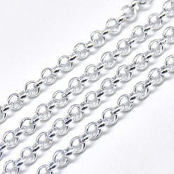 Silver Aluminium Rolo Chains, with Spool, Unwelded, Silver Color Plated, 6x2mm, about 164.04 Feet(50m)/roll