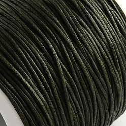Dark Olive Green Waxed Cotton Thread Cords, Dark Olive Green, 1mm, about 100yards/roll(300 feet/roll)