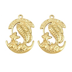 Золотой 304 подвески из нержавеющей стали, очарование рыбы, золотые, 36x24.5x3 мм, отверстие : 2 мм