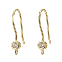 Золотой 925 серебро, с микропроволочными кубическими крючками серьги из циркония, реальный 18 k позолоченный, 18.5x3.5 мм, отверстие : 1 мм, 20 датчик, штифты : 0.8 мм