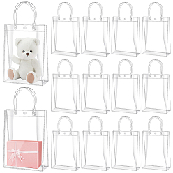 Clair 70 pièces de sacs cadeaux en PVC, sacs à provisions avec poignées, rectangle avec fermetures à pression, clair, 17x6.5x22.5 cm