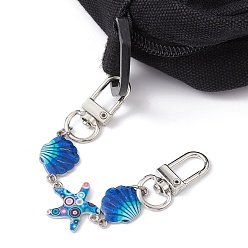 Royal Blue Ocean Theme Alloy Enamel Link Purse Strap Extenders, Shell & Starfish Purse Extension Chains with Swivel Clasp, Royal Blue, 14.2cm