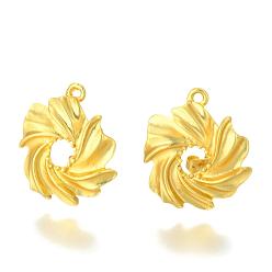 Matte Gold Color Alloy Stud Earring Findings, with Loop, Brass Pins and Ear Nuts/Earring Backs, Long-Lasting Plated, Flower, Matte Gold Color, 22x18.5mm, Hole: 1.6mm, Pin: 0.7mm