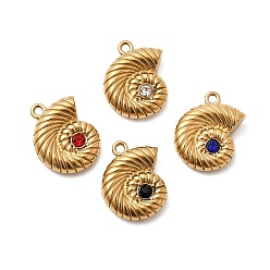 (52) Непрозрачная лаванда 304 подвески из нержавеющей стали с микропаве из стразов, подвески в форме ракушек, ионное покрытие (ip), реальный 18 k позолоченный, разноцветные, 17x13.5x5 мм, отверстие : 1.4 мм