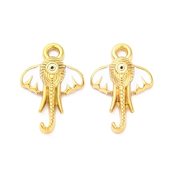 Белый 304 подвески в виде слона из нержавеющей стали с эмалью, ионное покрытие (ip), реальный 18 k позолоченный, белые, 15x10x3 мм, отверстие : 1.4 мм