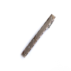 Matte Silver Color Iron Rhinestone Tie Clips for Men, Rectangle, Matte Silver Color, 60x5mm