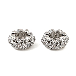 Платина Латунные микро проложить кубического циркония бусы, плоско-круглые, платина, 8.5x4 мм, отверстие : 3.5 мм