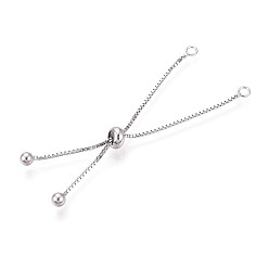 Платина 925 удлинители цепочки из стерлингового серебра, круглые, с застежками-слайдерами и подвесками, платина, 58x5 мм, отверстие : 1.8 мм