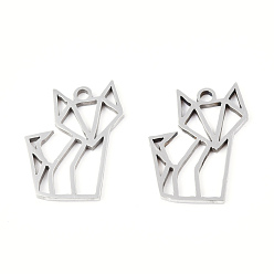 Нержавеющая Сталь Цвет Не тускнеющие 201 подвески из нержавеющей стали, наброски прелести, лиса, цвет нержавеющей стали, 16.5x13x1 мм, отверстие : 1.4 мм