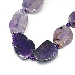 Thistle Dyed Polygon Natural Agate Bead Strands, Thistle, 16~50x15~38x5~8mm, Hole: 2~3mm, about 8~11pcs/strand, 16.8 inch