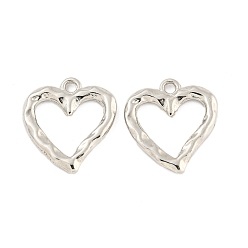 Платина Подвески из сплава , шарма сердца, платина, 20x18.5x2 мм, отверстие : 1.8 мм