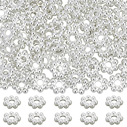 Нержавеющая Сталь Цвет 80 шт. 304 распорные втулки из нержавеющей стали, цветок, гранулированные бусины, цвет нержавеющей стали, 4x1.2 мм, отверстие : 1 мм