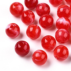 Red Imitation Jade Acrylic Beads, Round, Red, 8mm, Hole: 1.8mm, about 1886pcs/500g