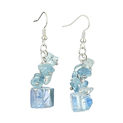 Аквамарин Женские серьги с кусочками натурального розового кварца и висячие серьги из натурального кварца, серебряные, 52x20 мм