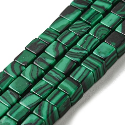 Malachite Perles synthétiques malachite brins, teint, cube, 3~3.5x3~3.5x3~3.5mm, Trou: 0.8mm, Environ 110 pcs/chapelet, 14.96 pouce (38 cm)