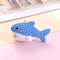 Озёрно--синий Подвески из смолы, кит, с золотой гальванической железной фурнитурой, Плут синий, 35x62 мм