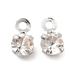 Платина Латунные подвески, круглые подвески, со стразами, без никеля , платина, 5.5x3x2.5 мм, отверстие : 1 мм
