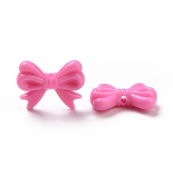 Hot Pink Opaque Acrylic Beads, Bowknot, Hot Pink, 14x18x4.5mm, Hole: 2mm, about 917pcs/500g