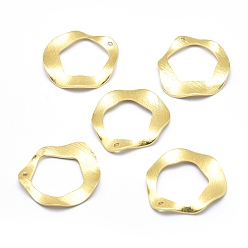 Real 18K Gold Plated Brass Pendants, Lead Free & Cadmium Free & Nickel Free, Ring, Bumpy, Real 18K Gold Plated, 25x23x1mm, Hole: 1.5mm
