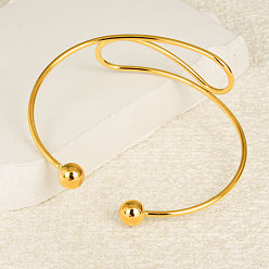 Настоящее золото 18K Преувеличенные 304 открытые браслеты-манжеты из нержавеющей стали, браслеты с крутящим моментом для женщин, реальный 18 k позолоченный, внутренний диаметр: 2-5/8 дюйм (6.7 см)