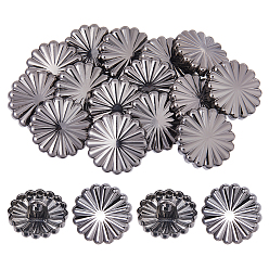 Черный Цвет Металла 20шт 1-отверстие цинковый сплав стержень кнопки, цветок, металлический черный , 25x12 мм, отверстие : 5 мм