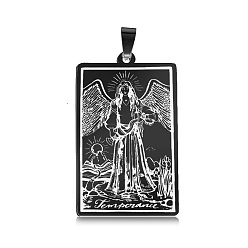 Gunmetal 201 Stainless Steel Pendants, Laser Engraved Pattern, Tarot Card Pendants, Gunmetal, Temperance XIV, 40x24x1mm, Hole: 8x4mm