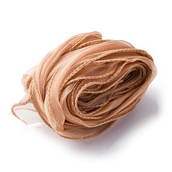Moccasin 10 Yards Polyester Chiffon Ribbon, for Bowknot Making, Camel, 1-1/2 inch(39mm)