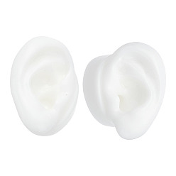 Белый 2шт 2 стиль мягкий силиконовый ухо дисплей форма, серьги-гвоздики для ушей, обучающие инструменты для пирсинга, практики иглоукалывания, белые, 5.45~5.6x3.8~3.85x2.9~3.1 см, 1 шт / стиль